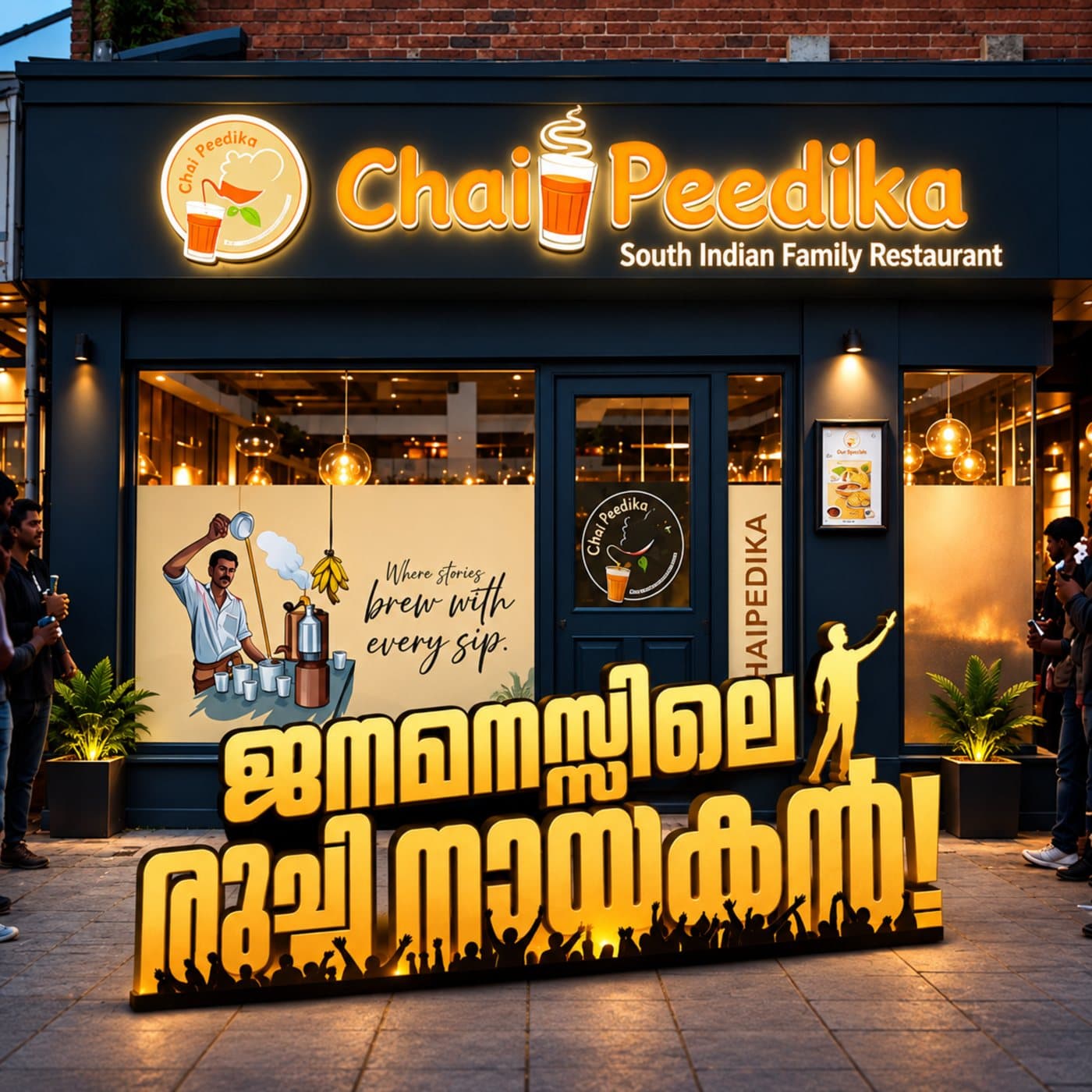 Chaipeedika South Indian family restaurant storefront creative